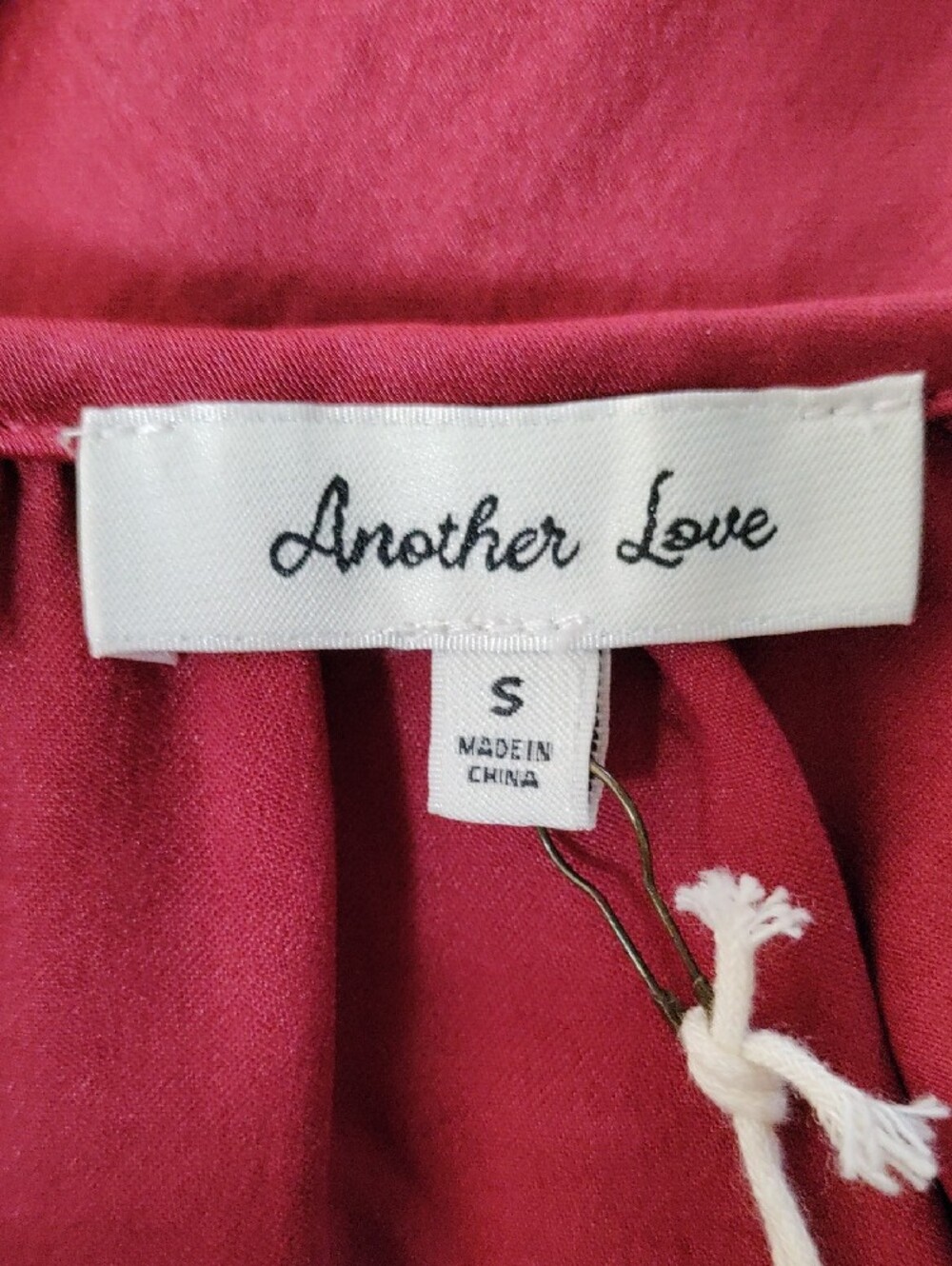 J099 Another Love Burgundy Satin Boho Tiered Dress S NWT - Picture 8 of 10